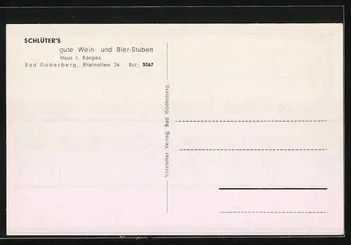 AK Bad Godesberg, Schlüter`s gute Stuben, Rheinallee 34