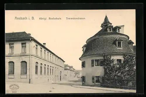 AK Ansbach i. B., Königl. Realschule, Theresienstrasse