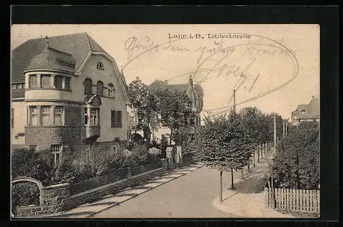 AK Lahr i. B., Blick auf die Lotzbeckstrasse