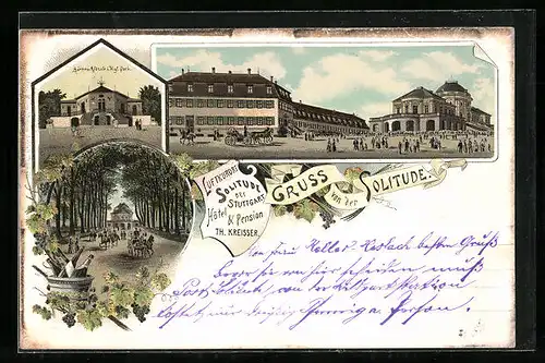Vorläufer-Lithographie Stuttgart, Hotel & Pension Solitude, 1895