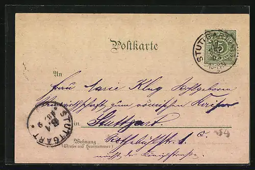 Vorläufer-Lithographie Stuttgart, Hotel & Pension Solitude, 1895