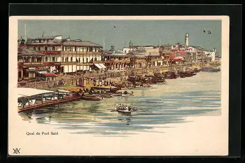 Lithographie Port Said, Quai de Port Said