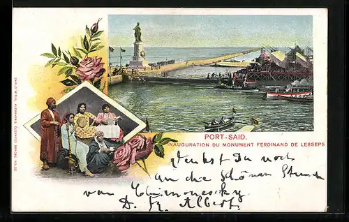 AK Port-Said, Inauguration du Monument Ferdinand de Lesseps