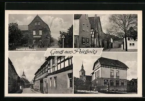 AK Priessnitz, Gasthof, Kirche und Schule