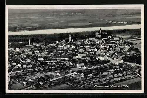 AK Pretzsch / Elbe, Totalansicht aus der Vogelschau