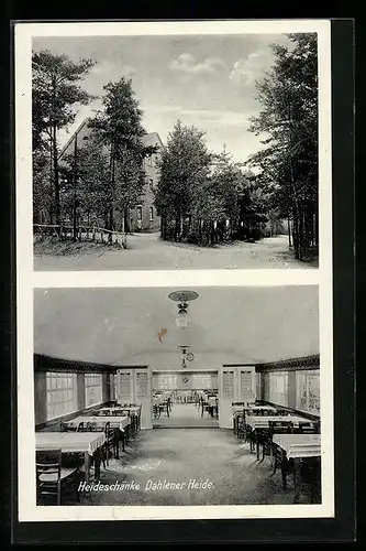 AK Dahlen, Gasthaus Heideschänke, Innen- und Aussenansicht