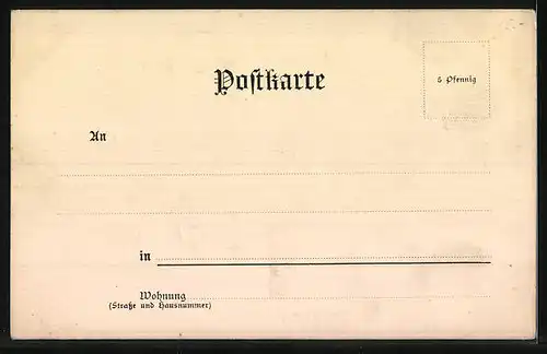 Lithographie Student mit Hund und Damengruppe mit Hündchen