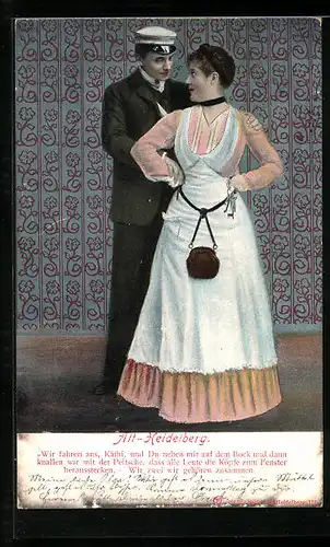 AK Student mit seinem Mädchen, Alt-Heidelberg