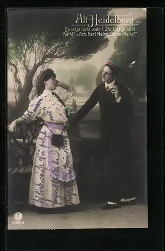 AK Es ist ja nicht wahr..., Student mit Geliebter, Alt-Heidelberg