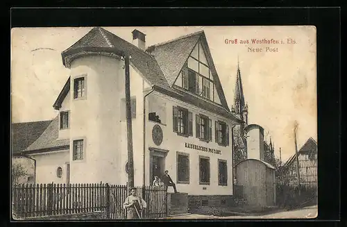AK Westhofen i. Els., Neue Post und Kirche