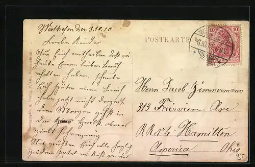 AK Westhofen i. Els., Neue Post und Kirche