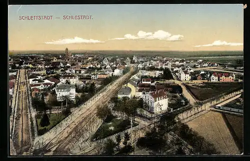 AK Schlettstadt, Ortsansicht aus der Vogelschau