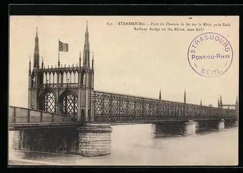 AK Strasbourg, Pont du Chemin de fer sur le Rhin