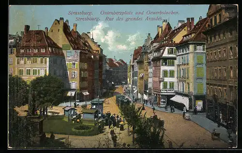 AK Strassburg, Gutenbergplatz und Gewerbslauben