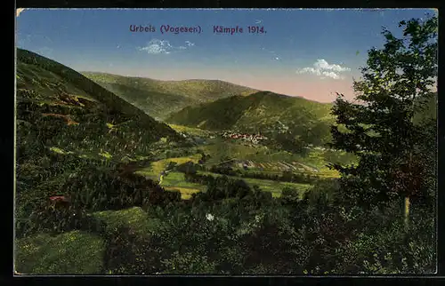 AK Urbeis /Vogesen, Gesamtansicht mit Landschaft, Kämpfe 1914