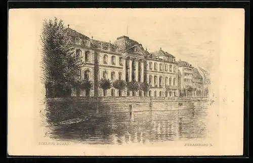 Lithographie Strassburg i. E., Schloss Rohan