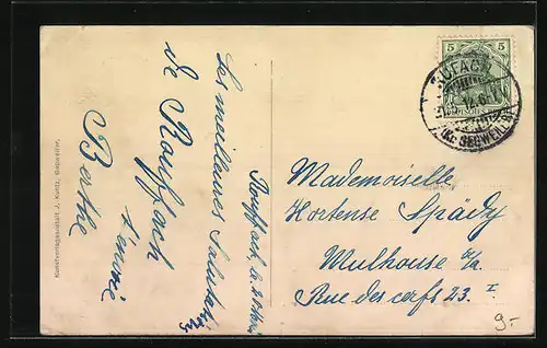 AK Rufach O-Els., Totalansicht, Eingang in die Stadt mit Bürgerspital