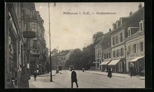 AK Mülhausen i. O.-E., Partie an der Grabenstrasse