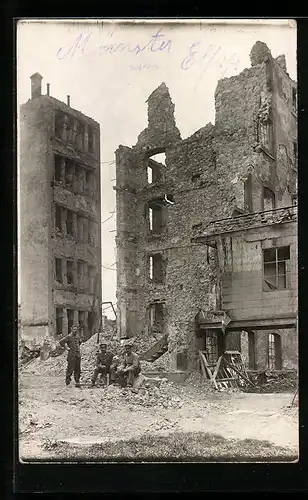 AK Münster, Ortsansicht mit Ruine