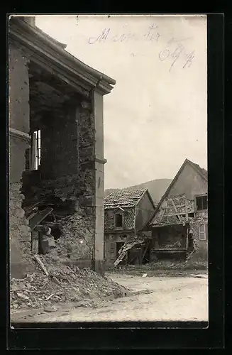 AK Münster, Ortsansicht mit Ruine