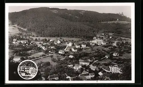 AK Thannenkirch, Ortsansicht mit Bergen und Hotel Belle Vue