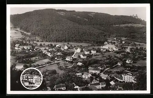 AK Thannenkirch, Ortsansicht aus der Vogelschau, Hotel Belle Vue