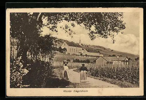 AK Siegolsheim, Ortspartie mit Blick zum Kloster
