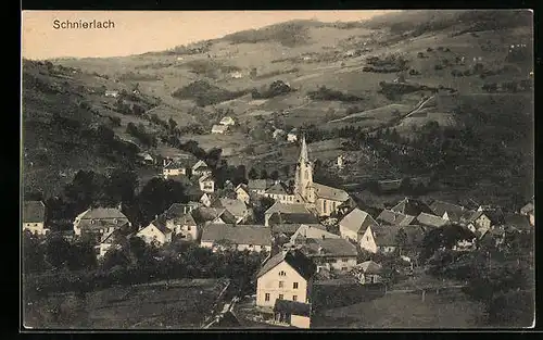 AK Schnierlach, Ortsansicht mit Kirche