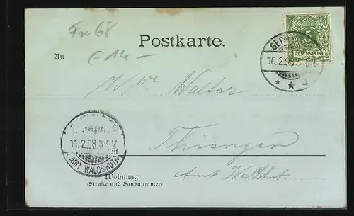 Mondschein-AK Guebwiller, Totalansicht mit Bergen