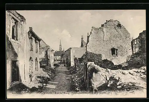 AK Thann, Rue de l`Etang, Bombardements du 7 an 21 Janvier 1915