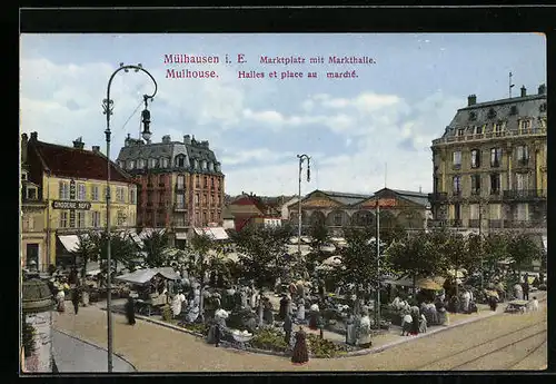 AK Mülhausen, Marktplatz mit Markthalle