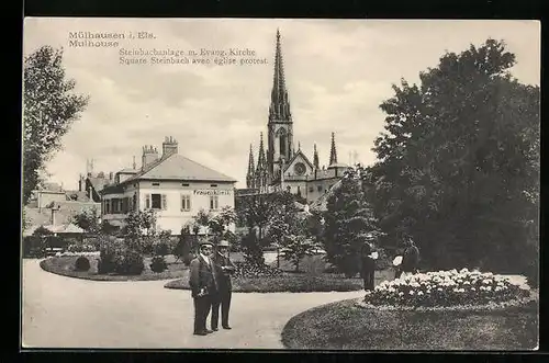 AK Mülhausen, Steinbachanlage m. Evang. Kirche