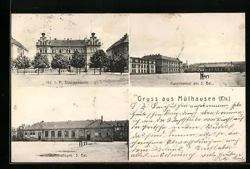 AK Mülhausen, 142. I. R. Stabsgebäude, Wirtschaftsgeb. 3. Bat.