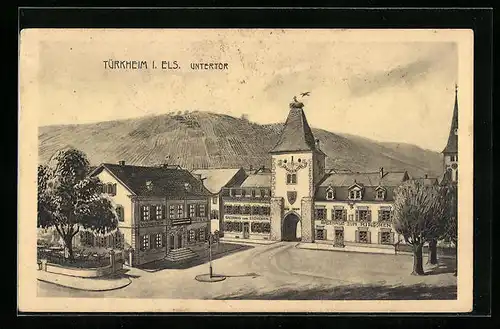 AK Türkheim, Untertor mit Gasthaus zum Hirschen