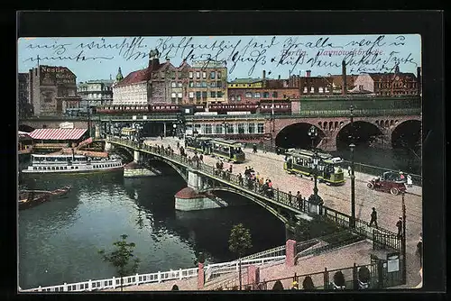 AK Berlin, Jannowitzbrücke mit Strassenbahn