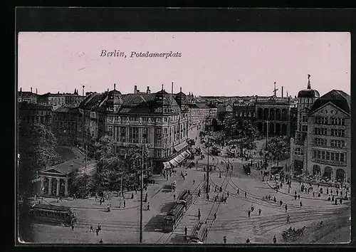 AK Berlin-Tiergarten, Potsdamerplatz mit Strassenbahn