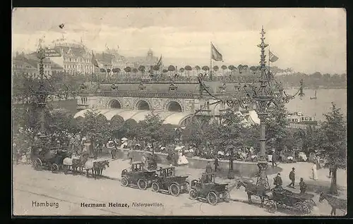 AK Hamburg-Neustadt, Gasthaus Alsterpavillon Hermann Heinze aus der Vogelschau