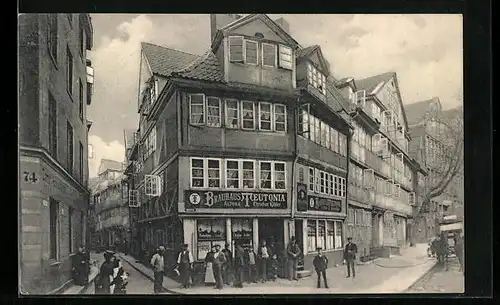 AK Hamburg, Gasthaus Ballhaus Teutonia, Grosser Bäckergang, Ecke Tellfeld