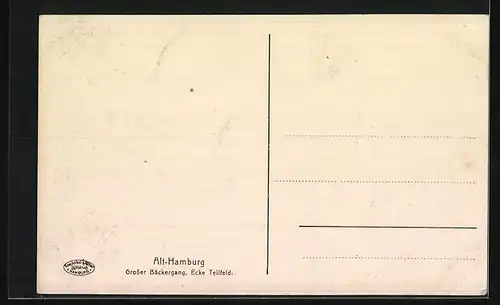 AK Hamburg, Gasthaus Ballhaus Teutonia, Grosser Bäckergang, Ecke Tellfeld