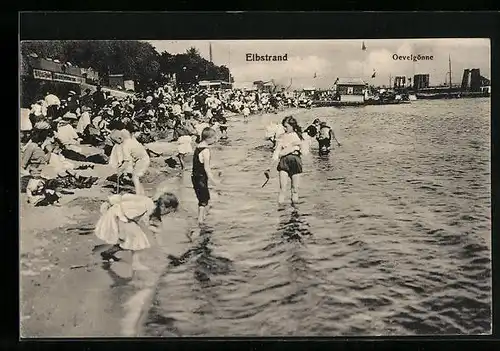 AK Hamburg-Övelgönne, Elbstrand mit Kindern