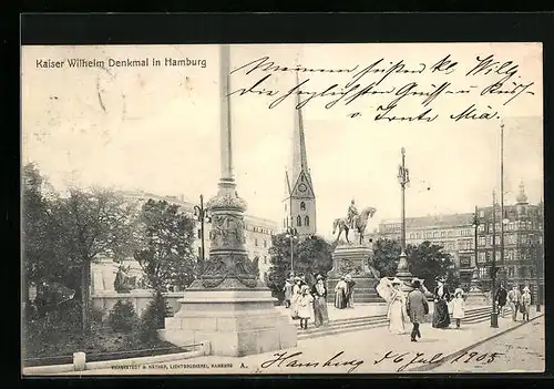 AK Hamburg, Kaiser Wilhelm-Denkmal und Kirche