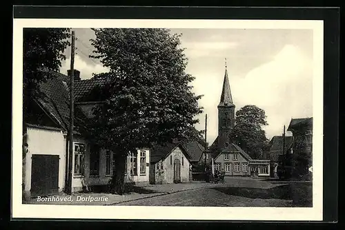 AK Bornhöved, Dorfpartie mit Kirche