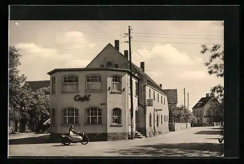 AK Schmannewitz /Kr. Oschatz, Blick auf HO-Cafe