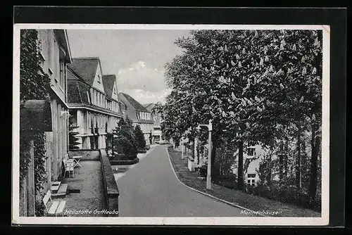 AK Gottleuba, Strasse mit Männerhäuser