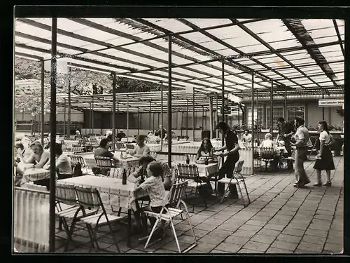 AK Fockendorf /Kr. Altenburg, Terrasse der Stauseegaststätte
