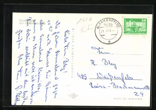 AK Blankenfelde, Partie am Karl-Liebknecht-Platz