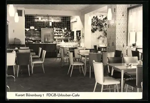 AK Bärenburg, Innenansicht des FDGB-Urlauber-Cafe