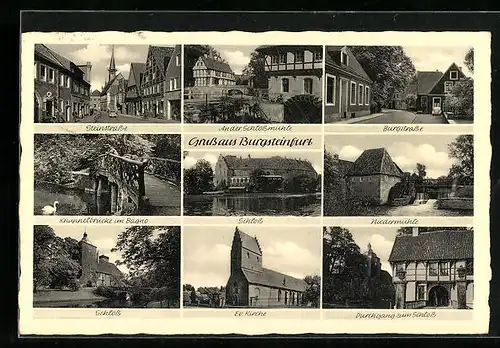 AK Burgsteinfurt, Steinstrasse, Burgstrasse, Niedermühle