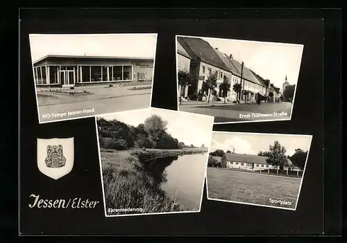 AK Jessen /Elster, HO-Tempo Jessen-Nord, Ernst-Thälmann-Strasse, Elsterniederung