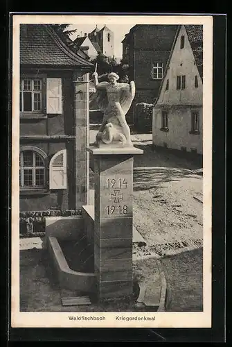 AK Waldfischbach, Strassenpartie mit Kriegerdenkmal